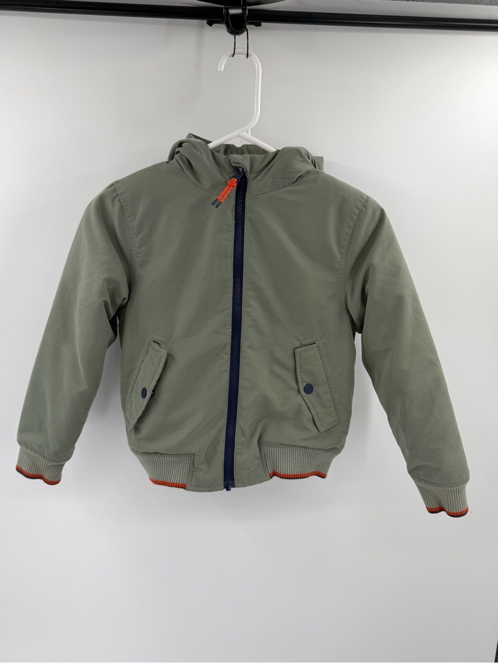 Mini Boden Hooded Lined Bomber Jacket Green Size 7-8 Years